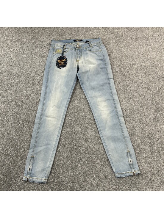 Killah Denim - Killah Jeans Y2K Second Skin Jeans Size 26 Zipper Ankle Green Stitching